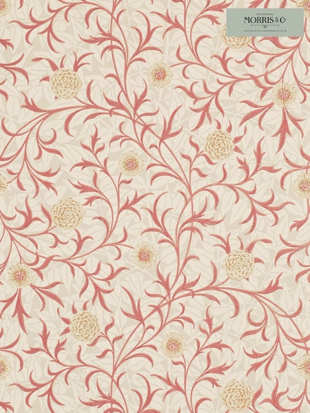 Morris & Co Scroll Light Brick Buff Scroll Morris  Friends 10M Wallpaper (W47239) | £118
