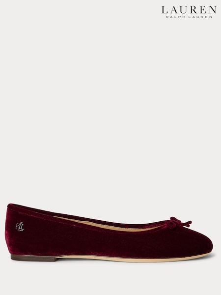 Lauren Ralph Lauren Red Red Jayna Leather Ballet Flats Shoes (W47480) | £129