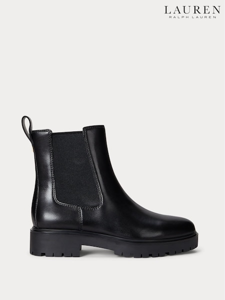 Lauren Ralph Lauren Black Allyson Leather Ankle Chelsea Boots (W47482) | £189