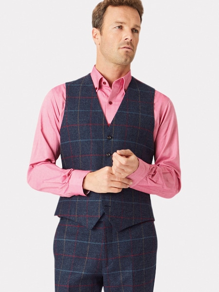Brook Taverner Blue Check Wool Suit Waistcoat (W47806) | £100