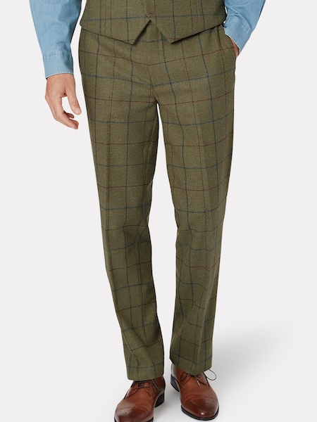 Brook Taverner Green Check Wool Suit Trousers (W47811) | £150