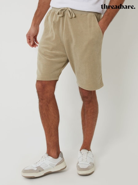 Threadbare Natural Short Towelling Revere Collar Short Sleeve Shirt (W47859) | £20