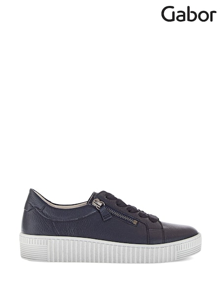 Gabor Blue Wisdom Leather Trainers (W47884) | £95