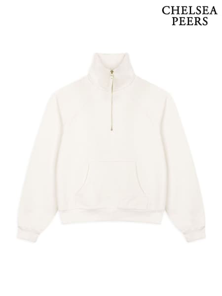 Chelsea Peers White 100% Cotton Half-Zip Sweatshirt (W47997) | £55