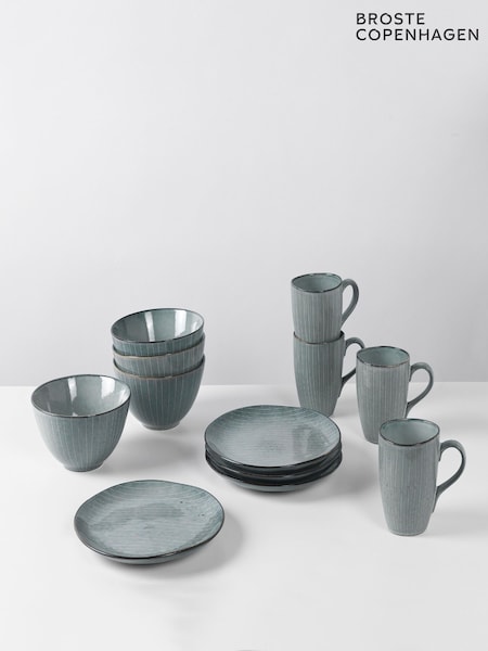 Broste Copenhagen Set of 2 Soft Blue Nordic Sea Breakfast Dinnerware (W48012) | £75