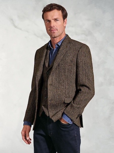Brook Taverner Brown Harris Tweed Herringbone Jacket (W48090) | £299