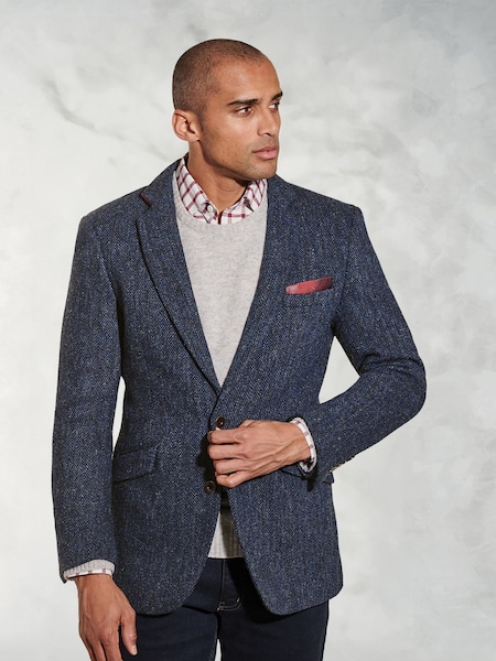 Brook Taverner Blue Herringbone Harris Tweed Jacket (W48091) | £299