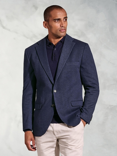 Brook Taverner Blue Jersey Subtle Puppytooth Jacket (W48103) | £99