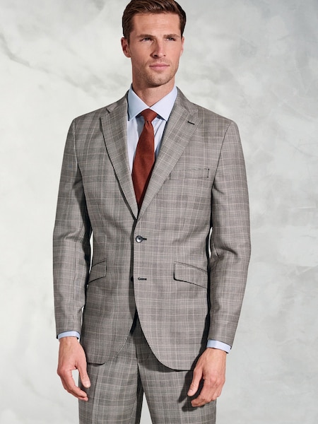 Brook Taverner Brown Wool POW Check Suit Jacket (W48116) | £229