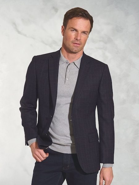 Brook Taverner Blue Pure New Wool Check Jacket (W48117) | £199