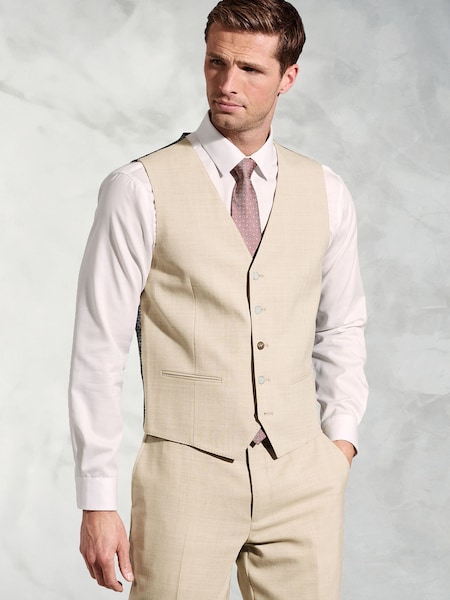 Brook Taverner Natural Linen Blend Mixer Suit Waistcoat (W48127) | £70