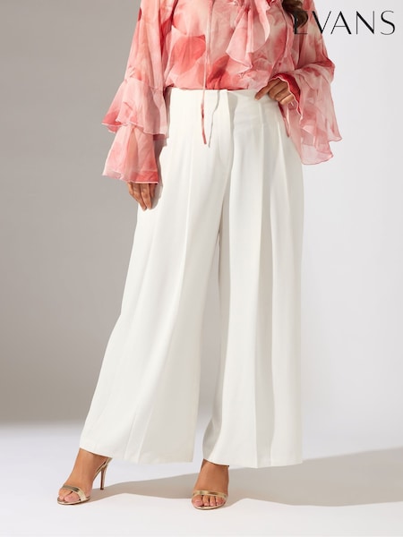 Evans Natural Crepe Pleated Trousers (W48134) | £63