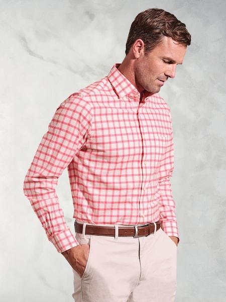 Brook Taverner Pink Oxford Grid Check Shirt (W48169) | £50