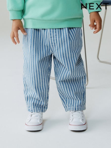 Blue/White Stripe Barrel Jeans (3mths-7yrs) (W48200) | £13 - £15