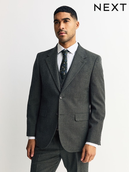 Green Tailored Fit Merino Wool Blend Suit Jacket (W48216) | £114