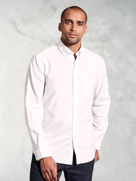 Brook Taverner White Cotton Oxford 100% Cotton Shirt (W48350) | £50