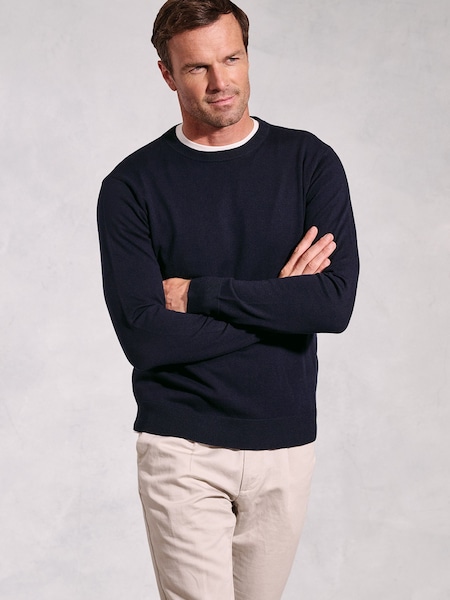 Brook Taverner Blue Crew Neck Jumper (W48357) | £60