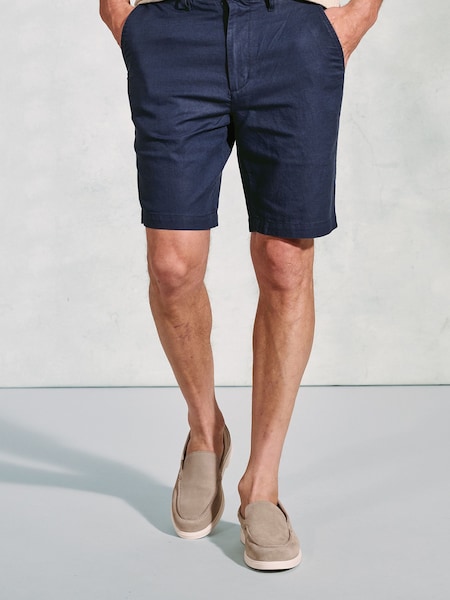 Brook Taverner Blue Cotton Linen Shorts (W48444) | £60
