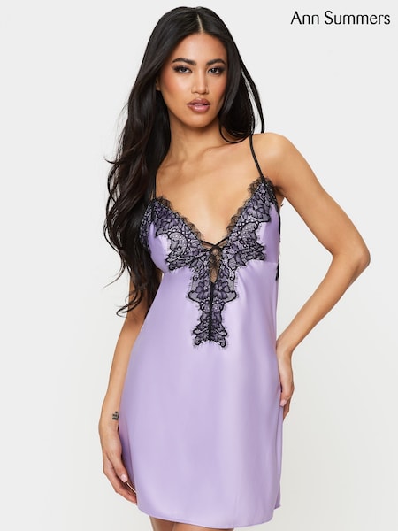 Ann Summers Purple Amara Satin Criss Cross Chemise (W48467) | £30