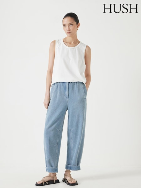 Hush Blue 100% Cotton Supersoft Denim Barrel Leg Jeans (W48517) | £85