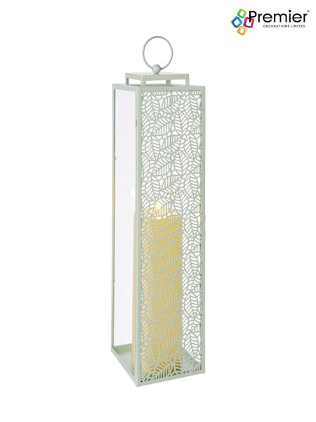 Premier Decorations Ltd Sage Green Metal and Glass Lantern (W48561) | £34