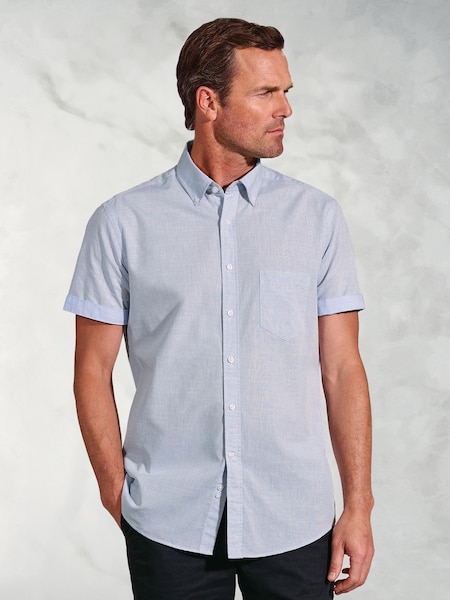 Brook Taverner Blue Textured 100% Cotton Shirt (W48572) | £50