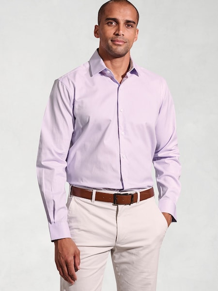 Brook Taverner Purple Herringbone Stretch Long Sleeve Shirt (W48576) | £50