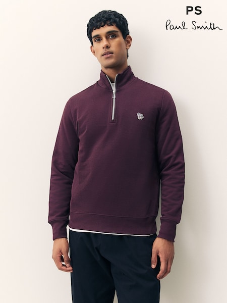 PS Paul Smith Regular Fit Quarter Zip Logo Sweat Top Jumper (W48605) | £135