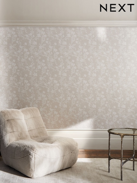 Neutral Silhouette Floral A4 Wallpaper Sample (W48607) | £3