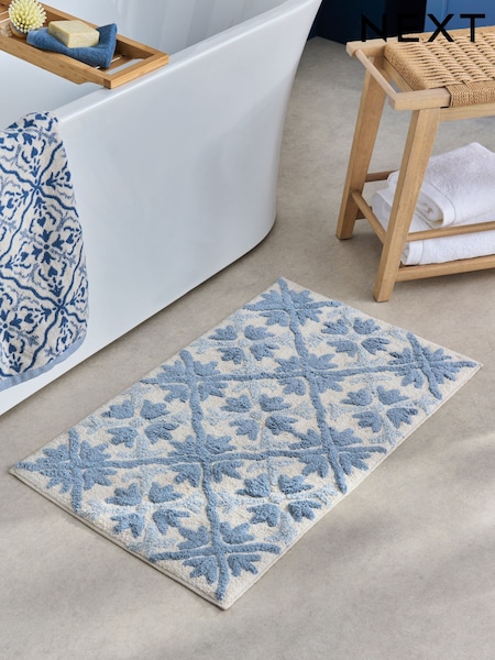 Blue Geo Tile Bath Mat (W48618) | £18