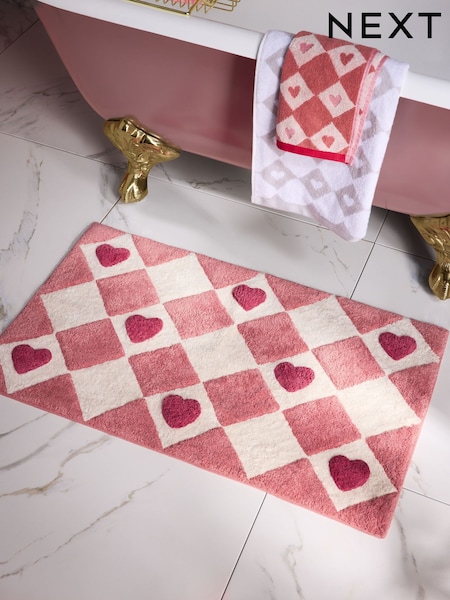 Pink Heart Bath Mat (W48621) | £18
