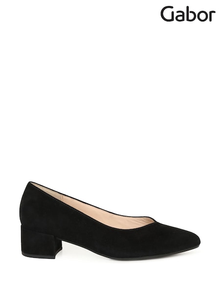 Gabor Dixie Suede Court Black Shoes (W48679) | £115