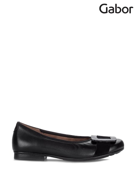 Gabor Paige Leather Black Shoes (W48686) | £100