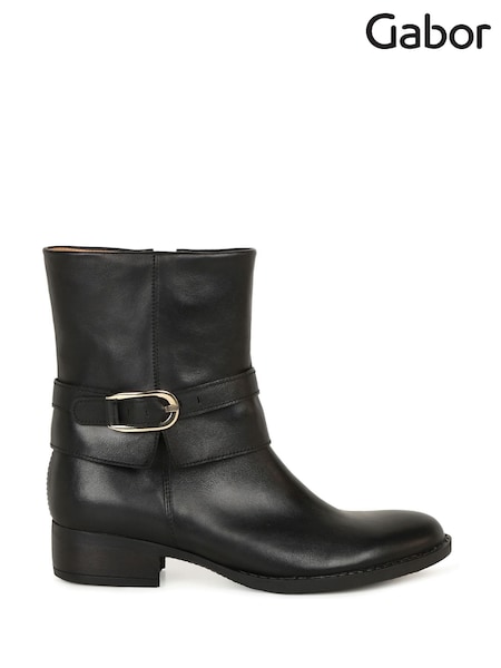 Gabor Ginger Leather Black Boots (W48688) | £140