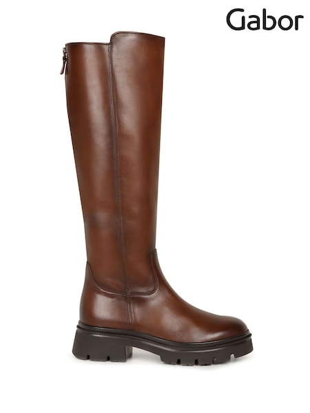 Gabor Match Sattel Leather Brown Boots (W48699) | £170
