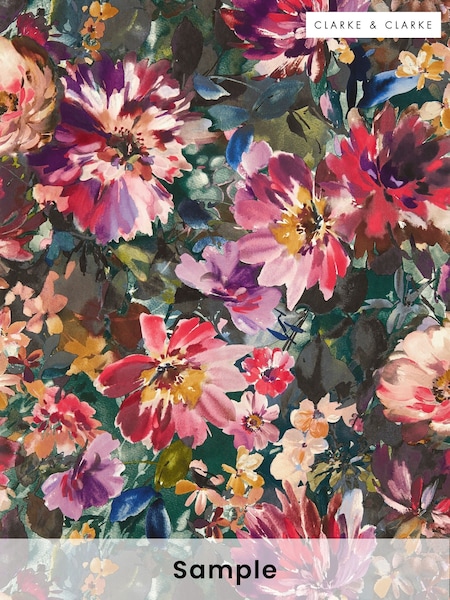 Clarke & Clarke Amethyst Emerald Tahiti Exotica 2 A4 Wallpaper Sample (W48709) | £1