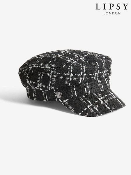 Lipsy Black Boucle Baker Boy Hat (W48755) | £20