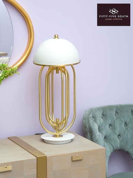Fifty Five South Gold Metropolis Table Lamp with White Shade (W48761) | £225