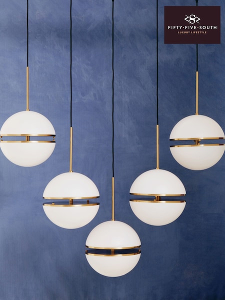 Fifty Five South Brass Abira 5 Ball Pendant Ceiling Light (W48765) | £830