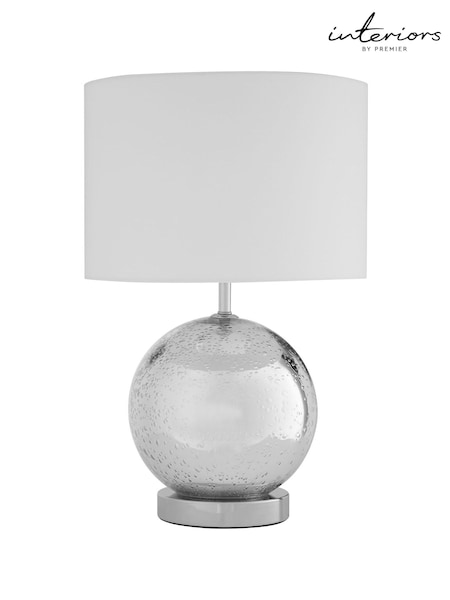 Interiors by Premier Silver Naomi White Fabric Shade Table Lamp (W48766) | £75