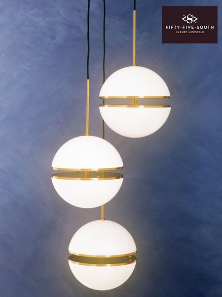 Fifty Five South Brass Abira 3 Ball Pendant Ceiling Light (W48778) | £470