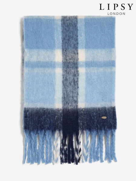 Lipsy Blue Check Cosy Brushed Scarf (W48806) | £19