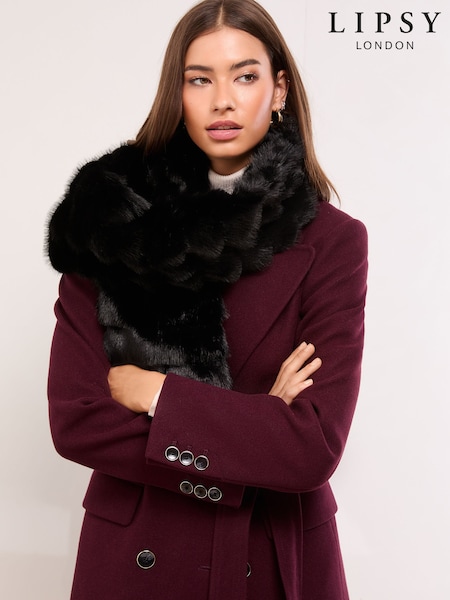 Lipsy Black Faux Fur Scarf (W48815) | £28