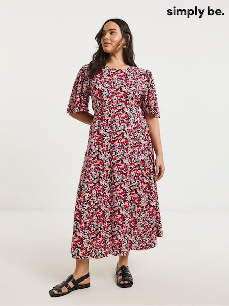 Simply Be Pink Midi Dress (W48851) | £40