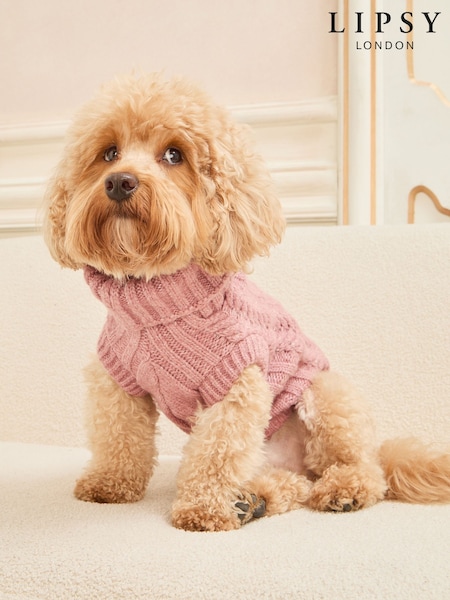 Lipsy Pink Shimmer Ribbed Dog Jumper (W48868) | £15