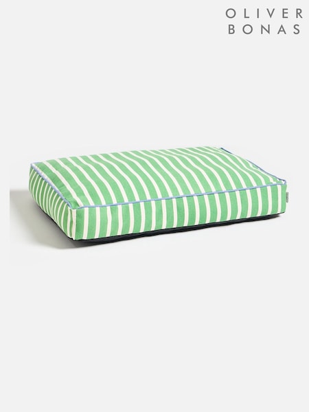 Oliver Bonas Green Large Stripe Pet Cushion (W48938) | £55