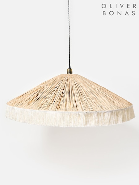 Oliver Bonas Ecru Celine Fringed Ceiling Lamp Shade (W48940) | £85