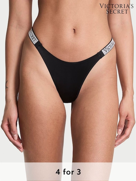 Victoria's Secret Black Brazilian Shine Strap Knickers (W49056) | £20