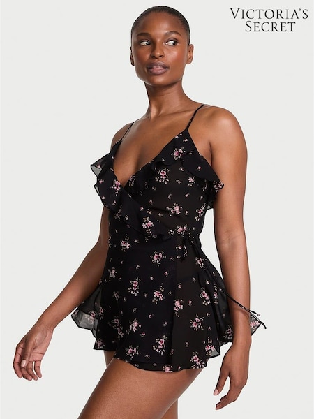 Victoria's Secret Black Wisteria Sheer Chiffon Babydoll Set (W49062) | £69