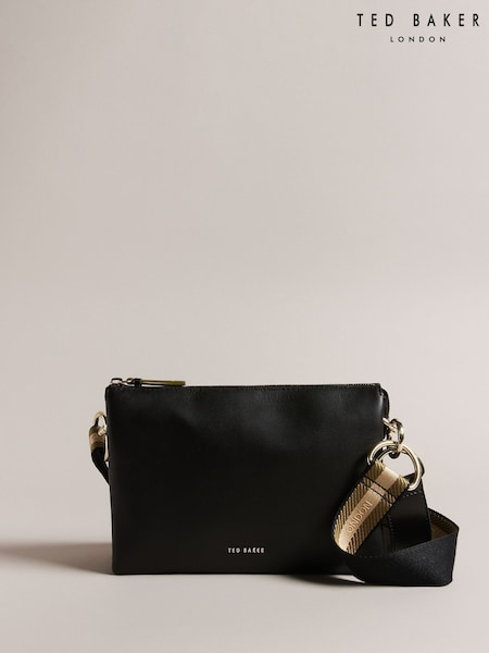 Ted Baker Black Darceyy Branded Webbing Leather Cross-Body Bag (W49090) | £149